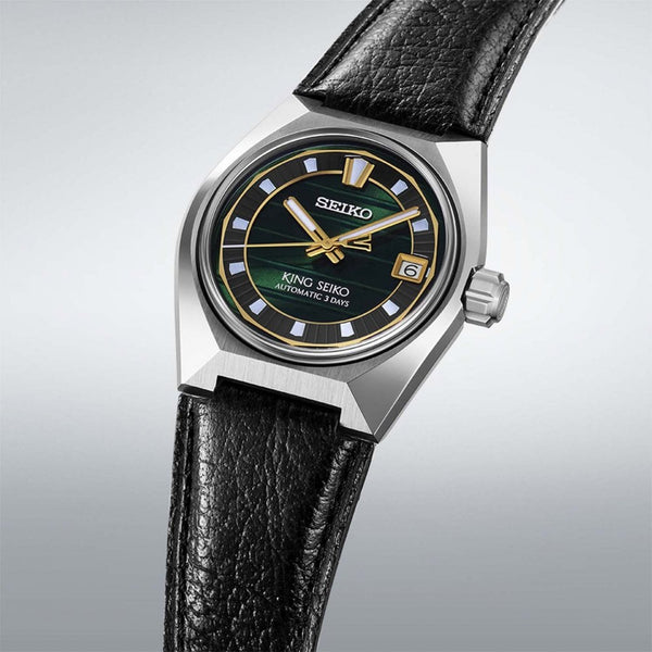 King Seiko VANAC 'Tokyo Horizon' Green-hued Leather Strap Watch