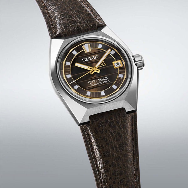 King Seiko VANAC 'Tokyo Horizon' Brown Leather Strap Watch