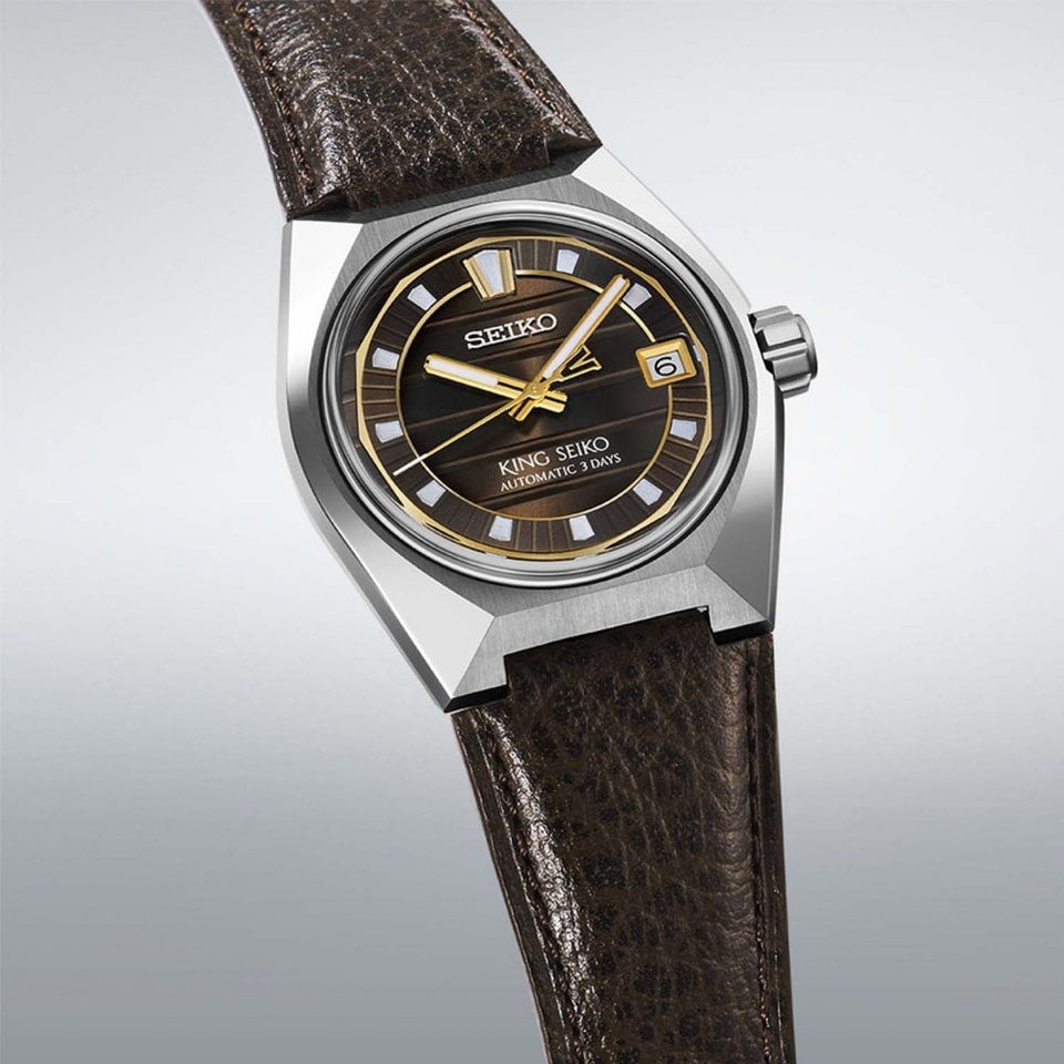 King Seiko VANAC 'Tokyo Horizon' Brown Leather Strap Watch