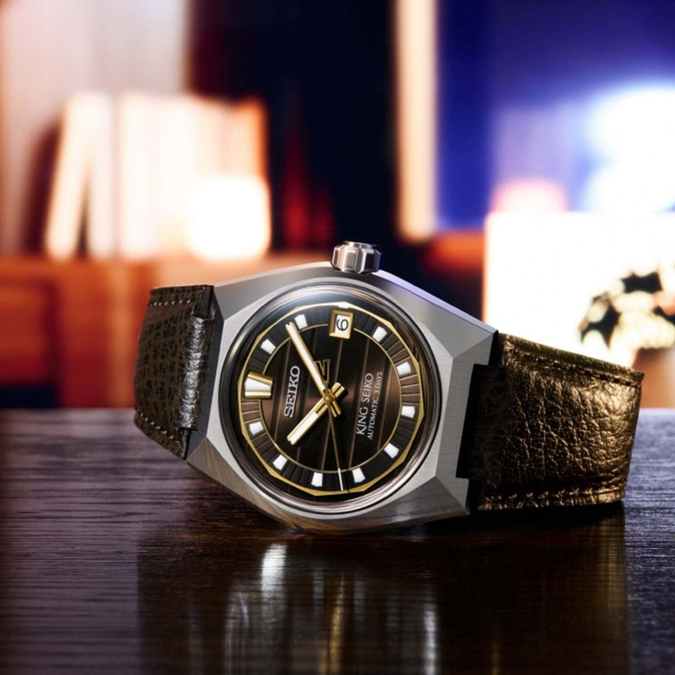 King Seiko VANAC 'Tokyo Horizon' Brown Leather Strap Watch