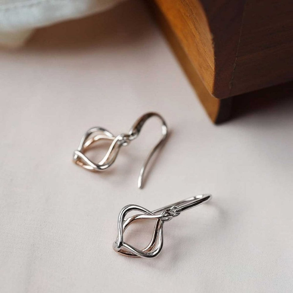 Kit Heath Ladies Alicia Petite Entwined Two Tone Drop Earrings