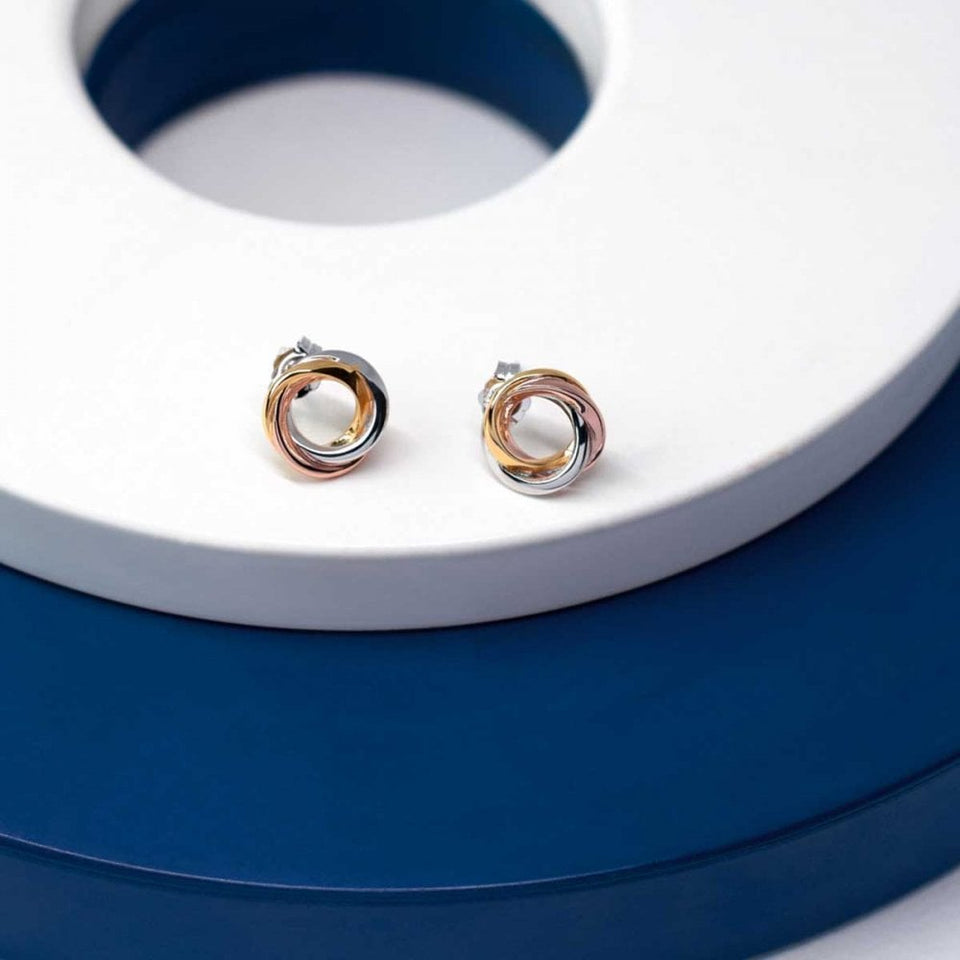 Kit Heath Ladies Bevel Cirque Trilogy Two Tone Earrings