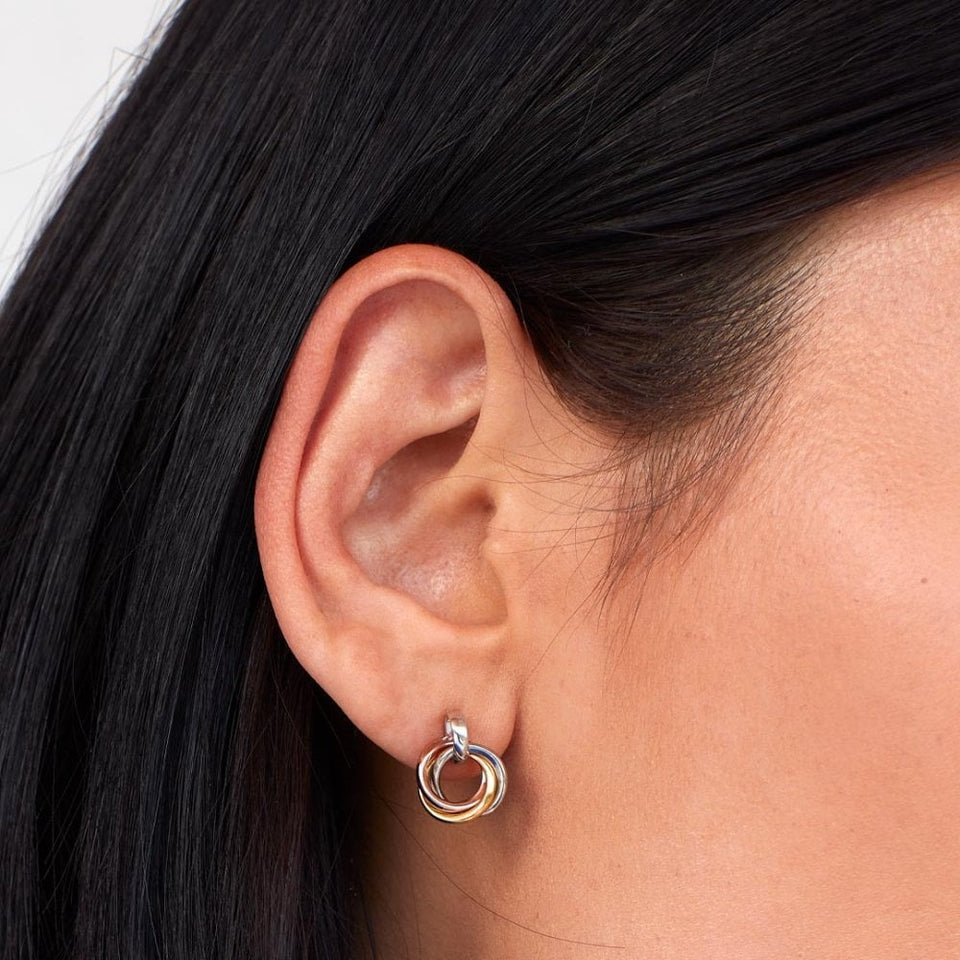 Kit Heath Ladies Bevel Trilogy Golds Link Two Tone Stud Earrings
