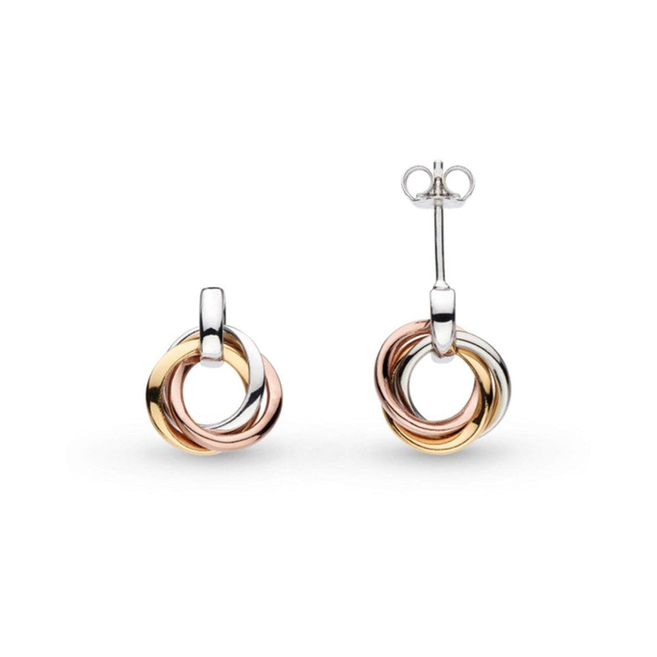 Kit Heath Ladies Bevel Trilogy Golds Link Two Tone Stud Earrings
