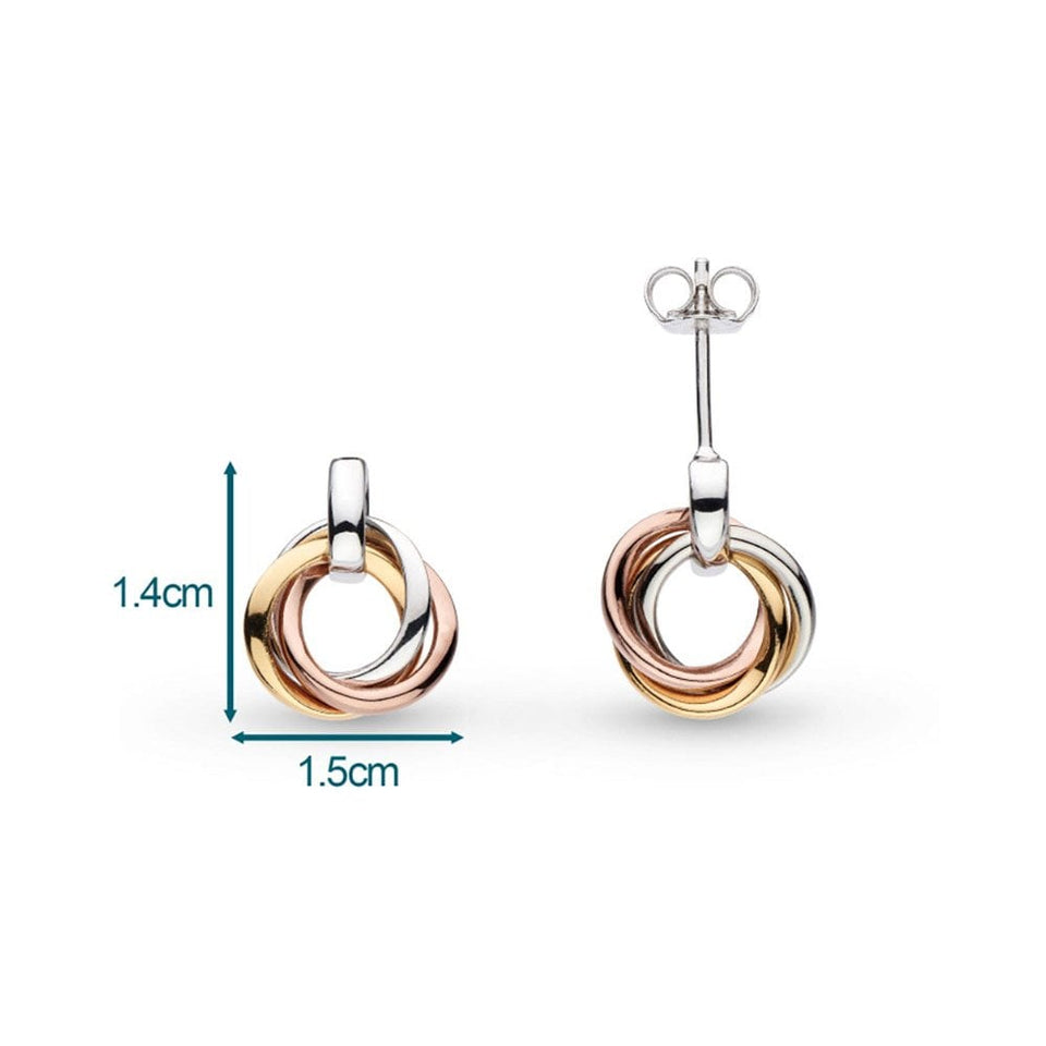 Kit Heath Ladies Bevel Trilogy Golds Link Two Tone Stud Earrings