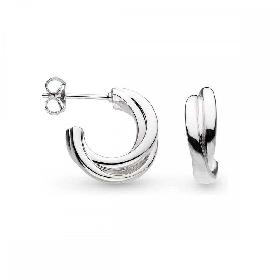 Kit Heath Ladies Bevel Trilogy Semi Hooped Earrings