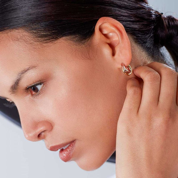Kit Heath Ladies Bevel Trilogy Two Toned Hoop Earrings