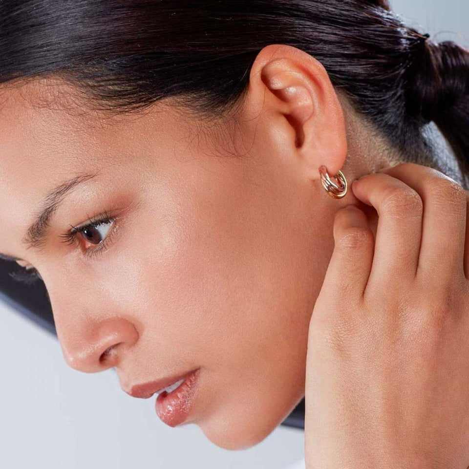 Kit Heath Ladies Bevel Trilogy Two Toned Hoop Earrings