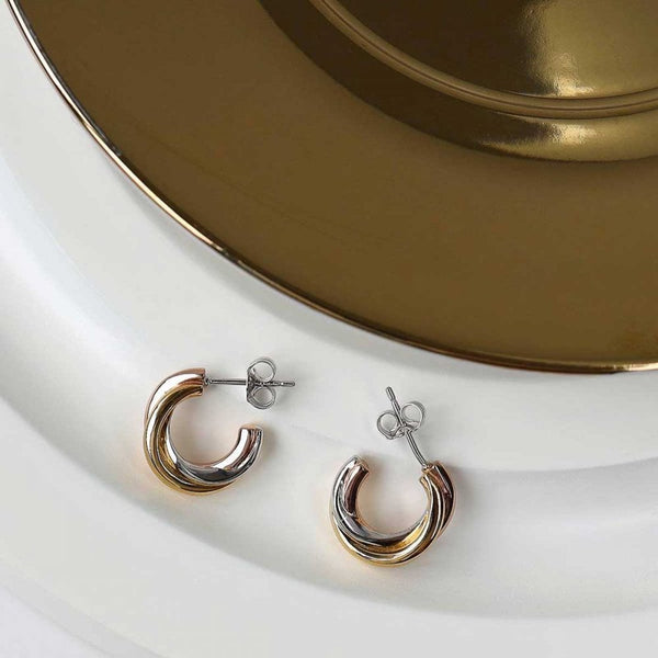 Kit Heath Ladies Bevel Trilogy Two Toned Hoop Earrings