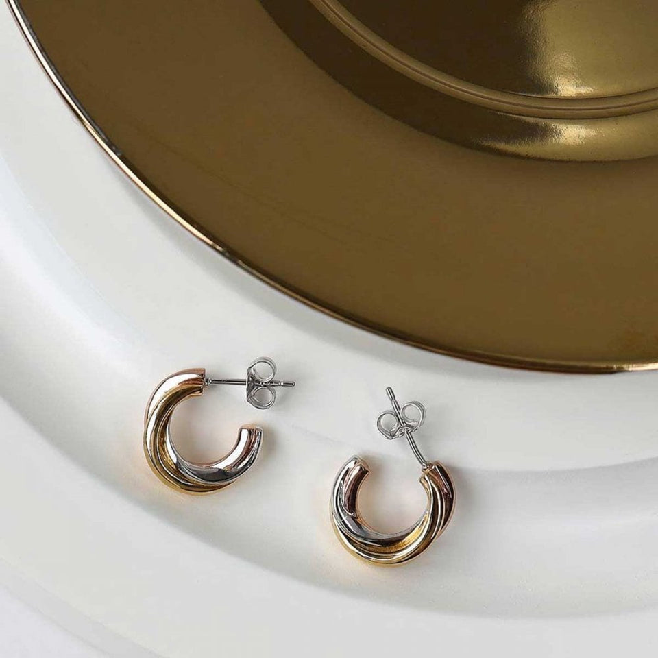 Kit Heath Ladies Bevel Trilogy Two Toned Hoop Earrings