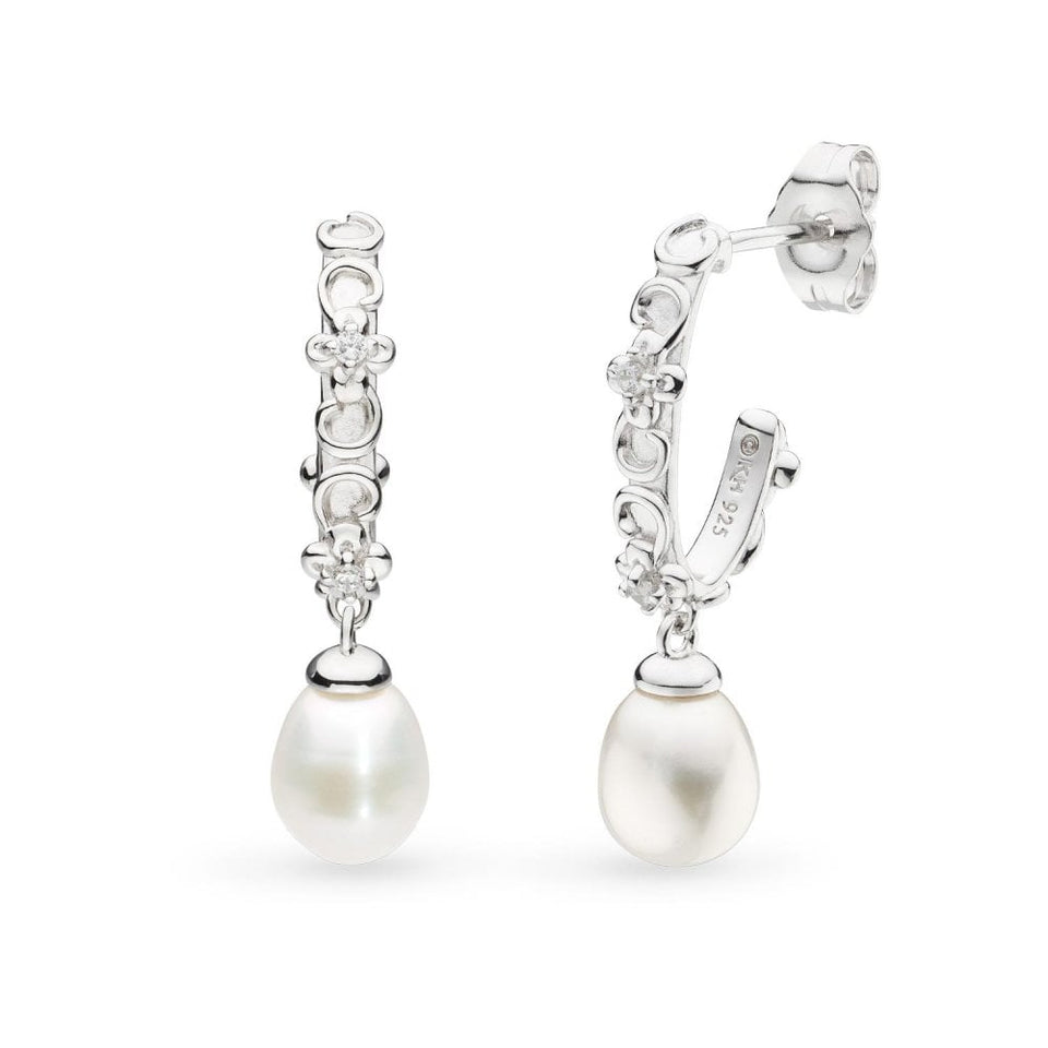 Kit Heath Ladies Blossom Flyte Honey Oval Drop Pearl Hoop Earrings