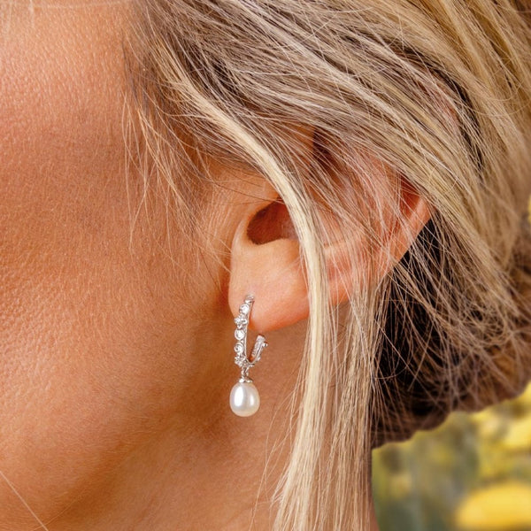 Kit Heath Ladies Blossom Flyte Honey Oval Drop Pearl Hoop Earrings