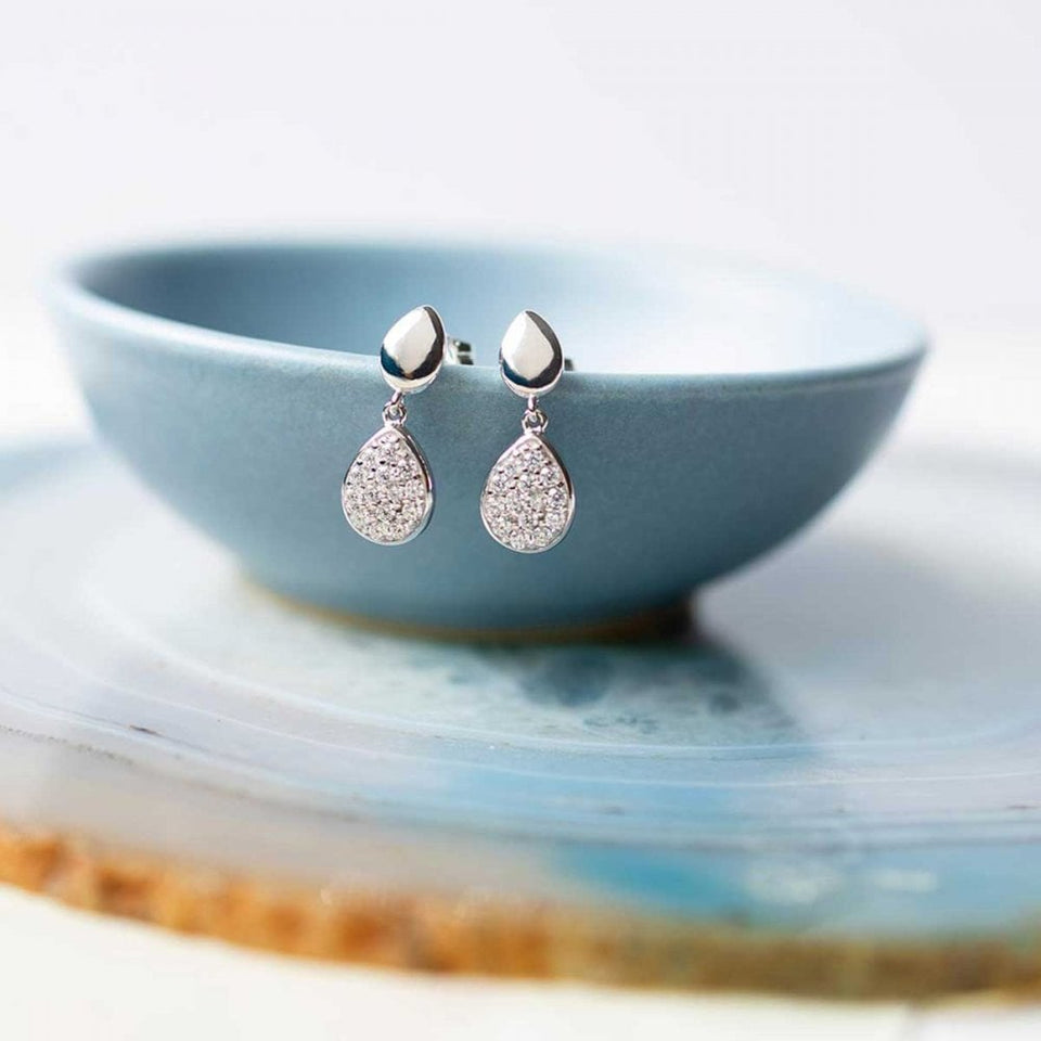 Kit Heath Ladies Coast Pebble Glisten Stone Set Drop Earrings