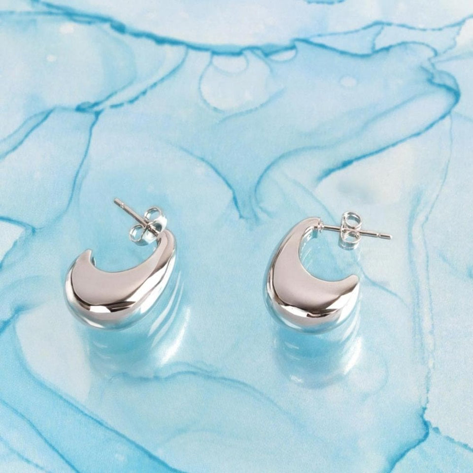 Kit Heath Ladies Coast Pebble Smooth Grande Stud Hoop Earrings