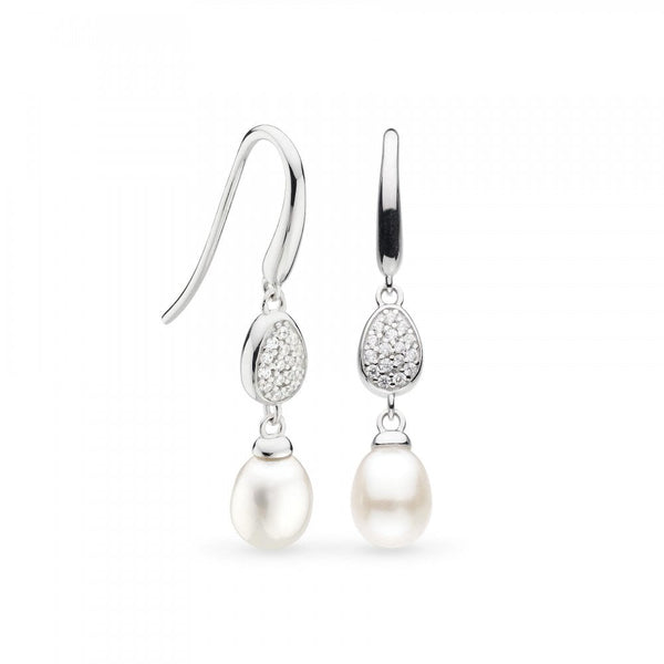 Kit Heath Ladies Coast Pebble Stone Set Pearl Drop Earrings