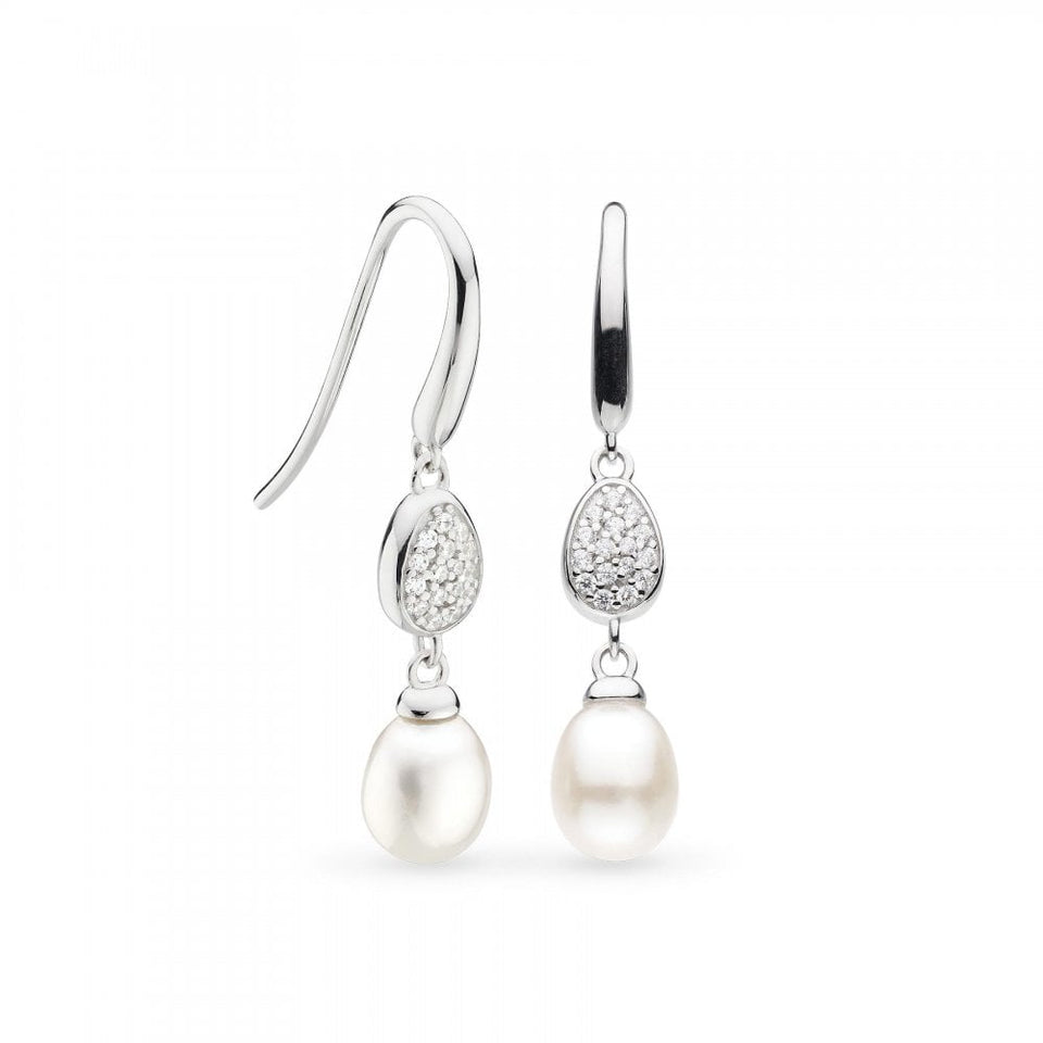 Kit Heath Ladies Coast Pebble Stone Set Pearl Drop Earrings