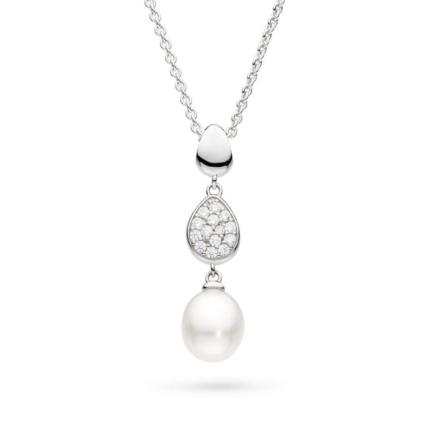 Kit Heath Ladies Coast Pebble Stone Set Pearl Drop Necklace