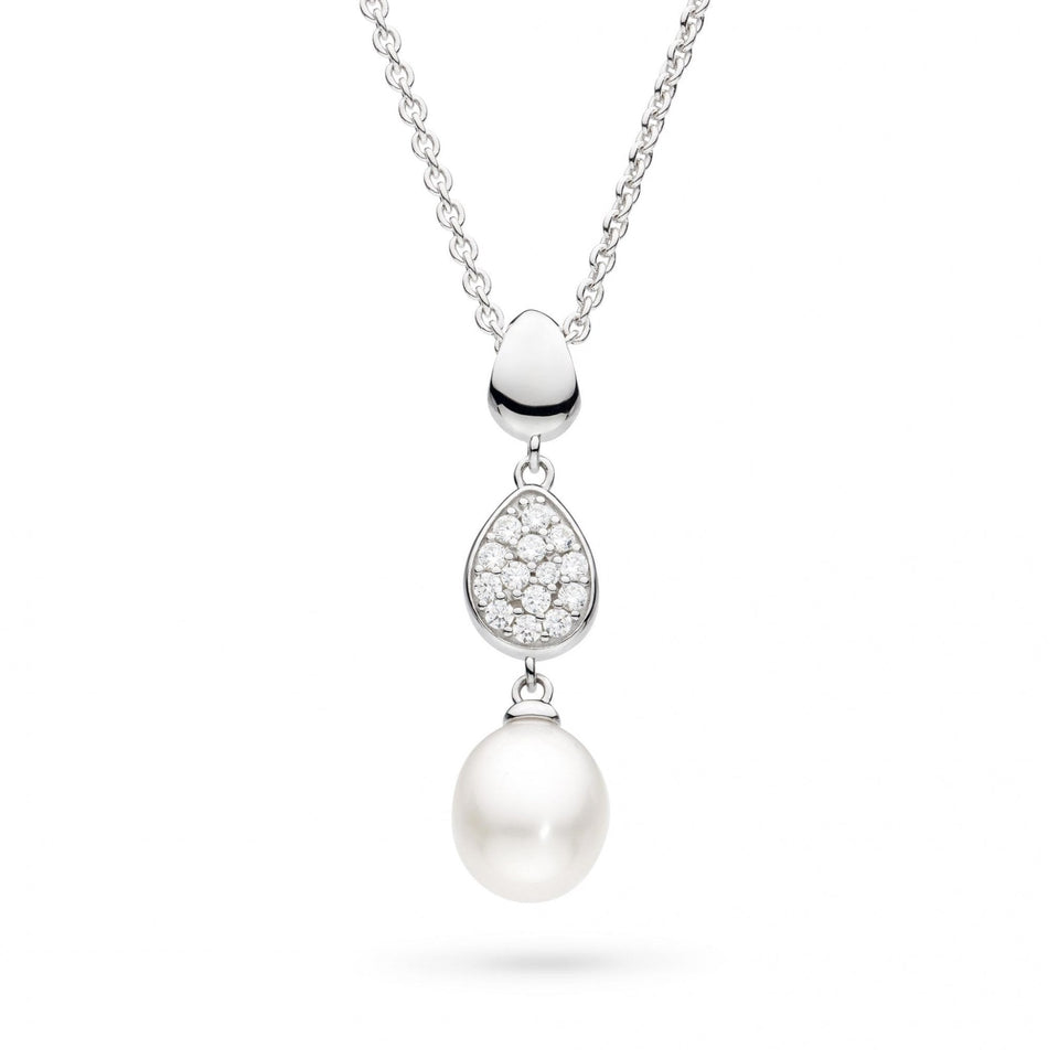 Kit Heath Ladies Coast Pebble Stone Set Pearl Drop Necklace