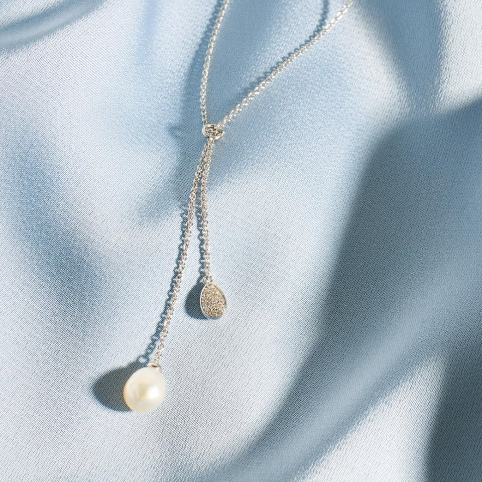 Kit Heath Ladies Coast Pebble Stone Set & Pearl Drop Necklace