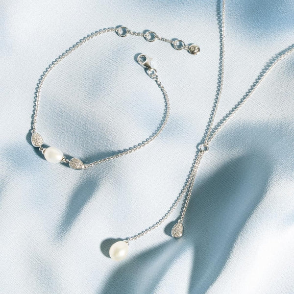 Kit Heath Ladies Coast Pebble Stone Set & Pearl Drop Necklace