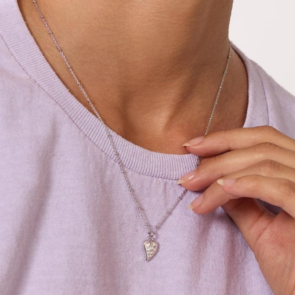 Kit Heath Ladies Desire Kiss Precious Stone Set Heart Ball Chain Necklace