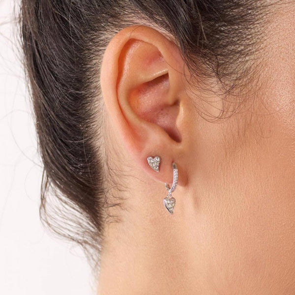 Kit Heath Ladies Desire Kiss Stone Set Drop Hearts Hoop Earrings