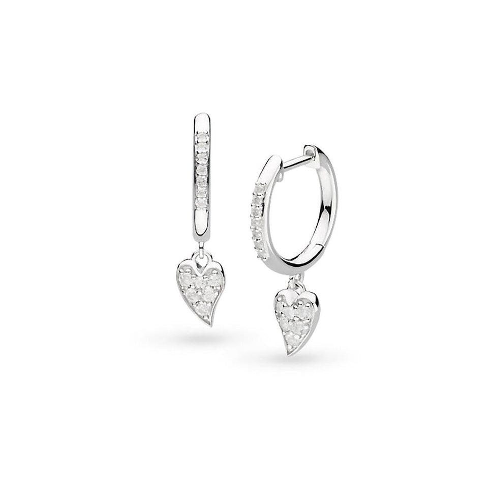 Kit Heath Ladies Desire Kiss Stone Set Drop Hearts Hoop Earrings