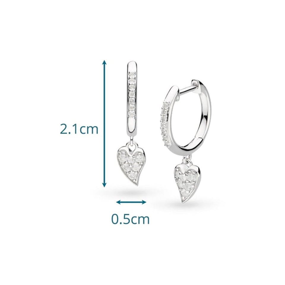 Kit Heath Ladies Desire Kiss Stone Set Drop Hearts Hoop Earrings
