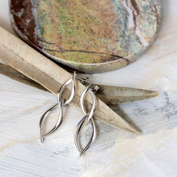 Kit Heath Ladies Entwine Twine Twist Duo Link Drop Earrings