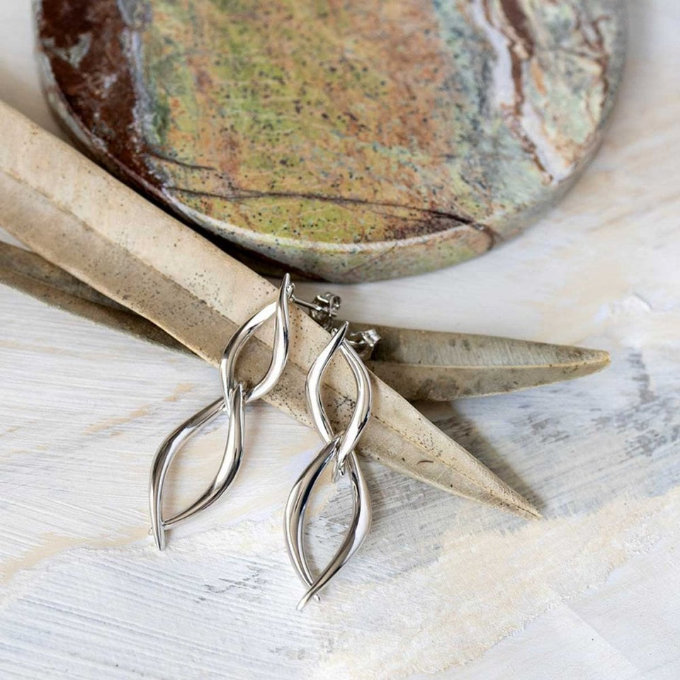 Kit Heath Ladies Entwine Twine Twist Duo Link Drop Earrings