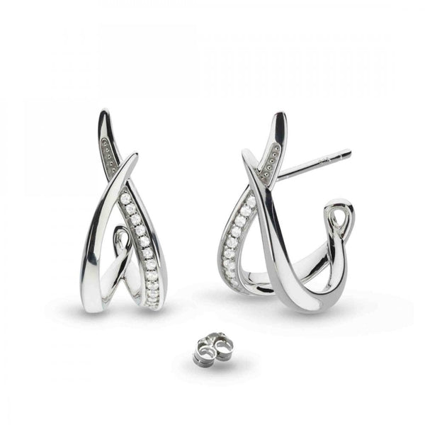 Kit Heath Ladies Entwine Twist Stone Set Open Hoop Earrings