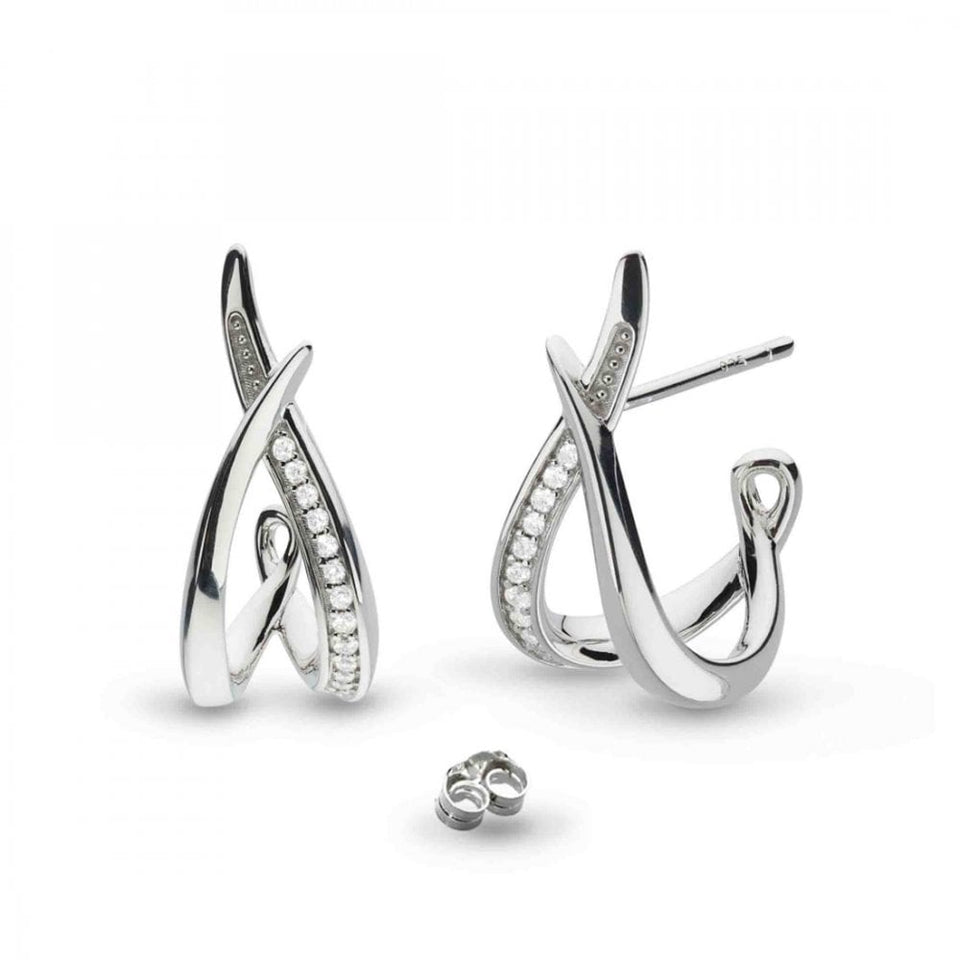 Kit Heath Ladies Entwine Twist Stone Set Open Hoop Earrings