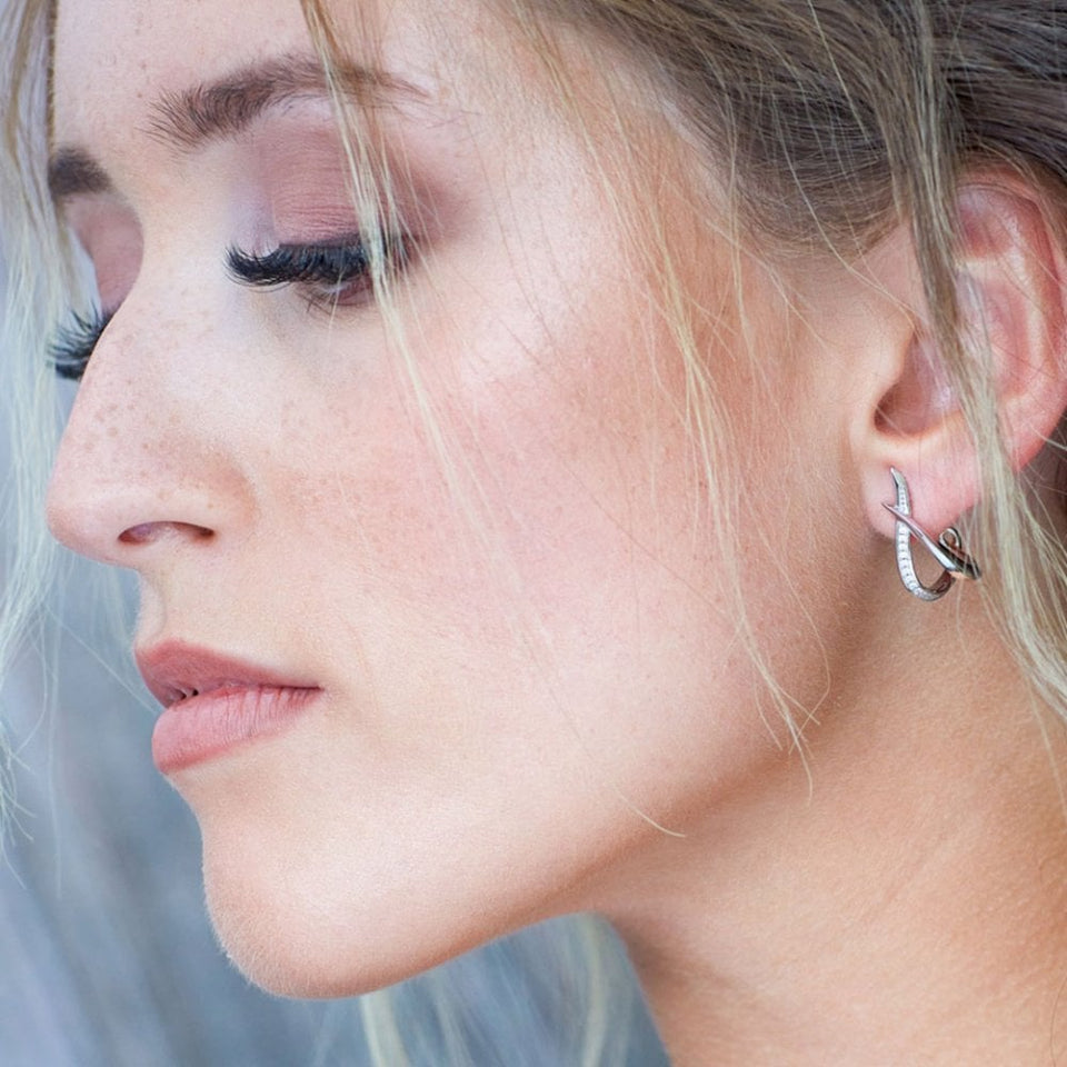 Kit Heath Ladies Entwine Twist Stone Set Open Hoop Earrings