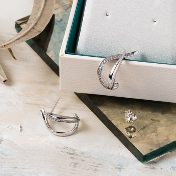 Kit Heath Ladies Entwine Twist Stone Set Open Hoop Earrings