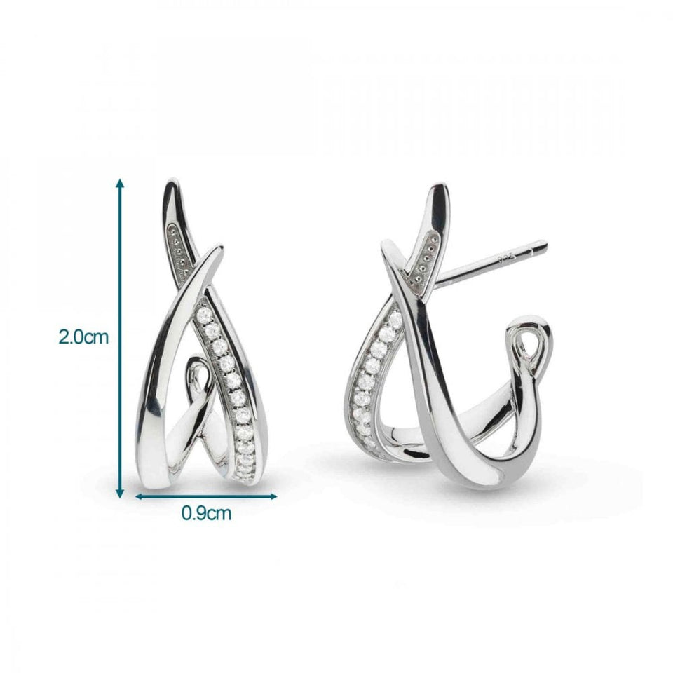 Kit Heath Ladies Entwine Twist Stone Set Open Hoop Earrings