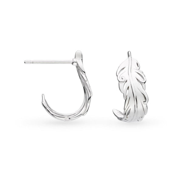 Kit Heath Ladies Feather Wisp Rhodium Plated Hoop Earrings
