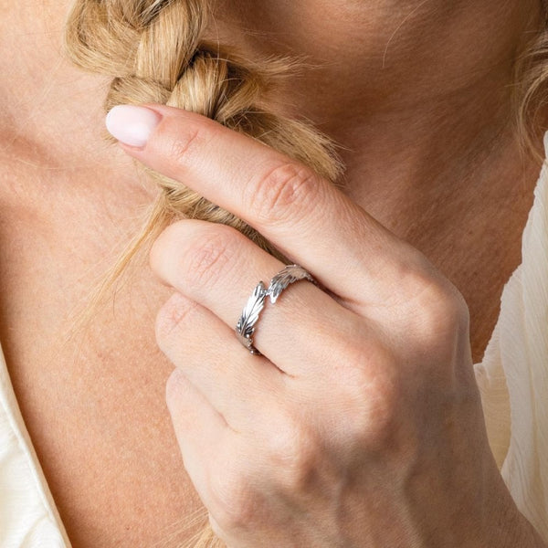 Kit Heath Ladies Feather Wisp Rhodium Plated Ring