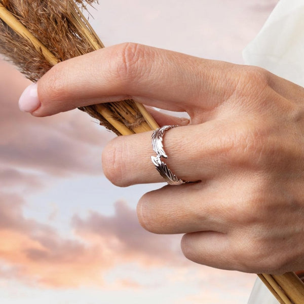 Kit Heath Ladies Feather Wisp Rhodium Plated Ring