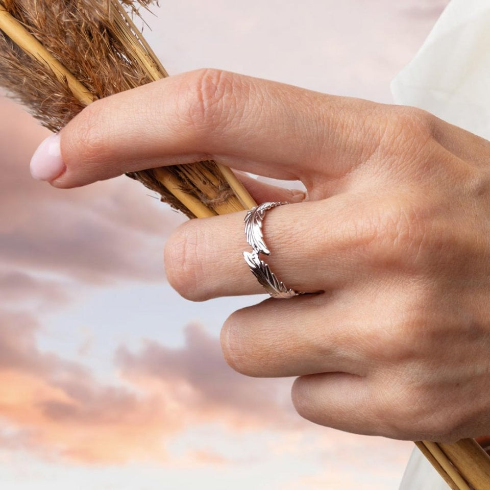 Kit Heath Ladies Feather Wisp Rhodium Plated Ring