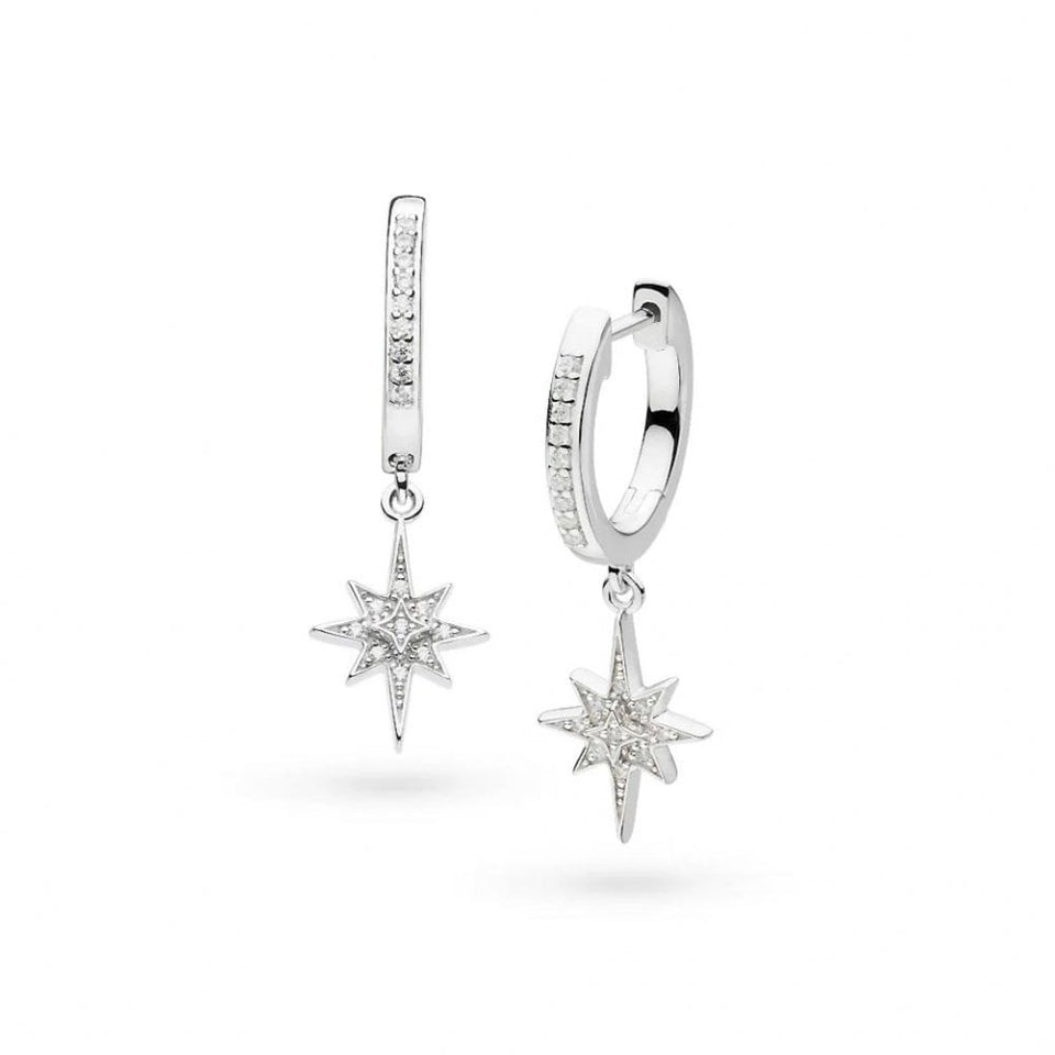 Kit Heath Ladies North Star Celeste Stone Set Drop Hoop Earrings