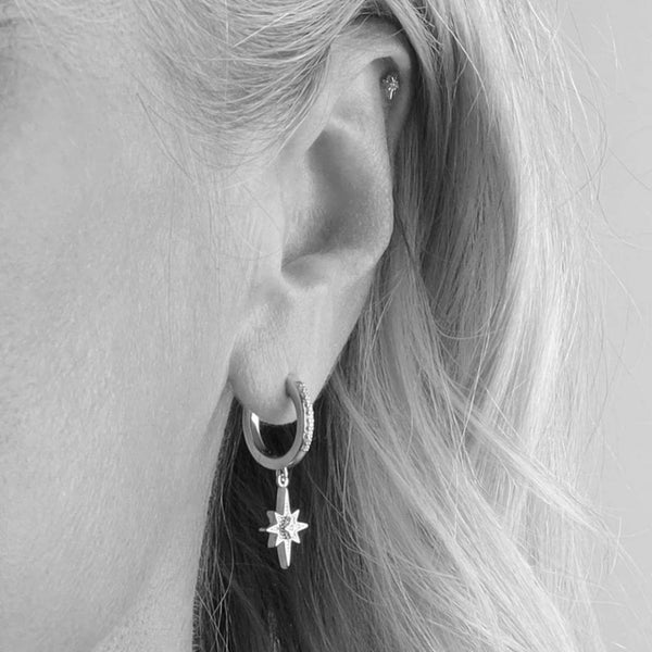 Kit Heath Ladies North Star Celeste Stone Set Drop Hoop Earrings