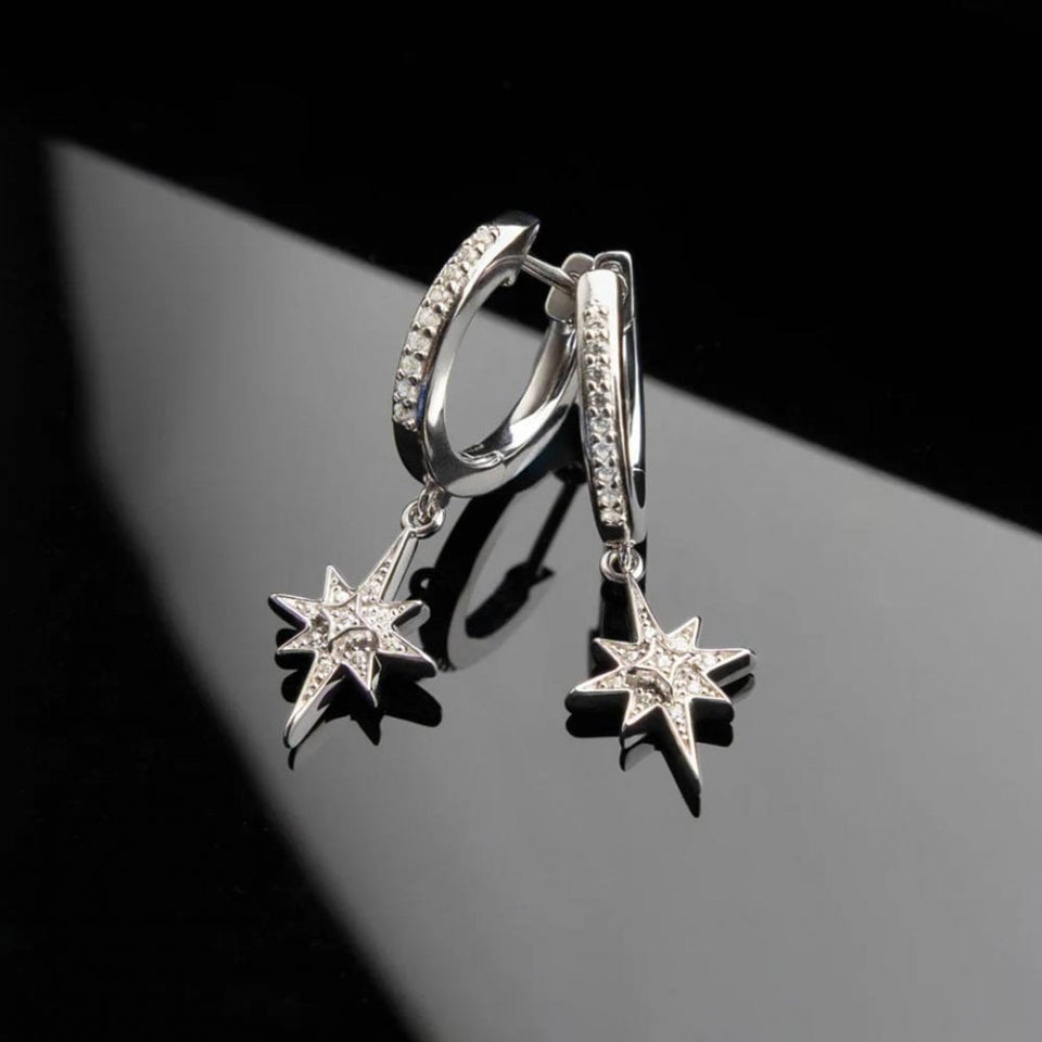 Kit Heath Ladies North Star Celeste Stone Set Drop Hoop Earrings
