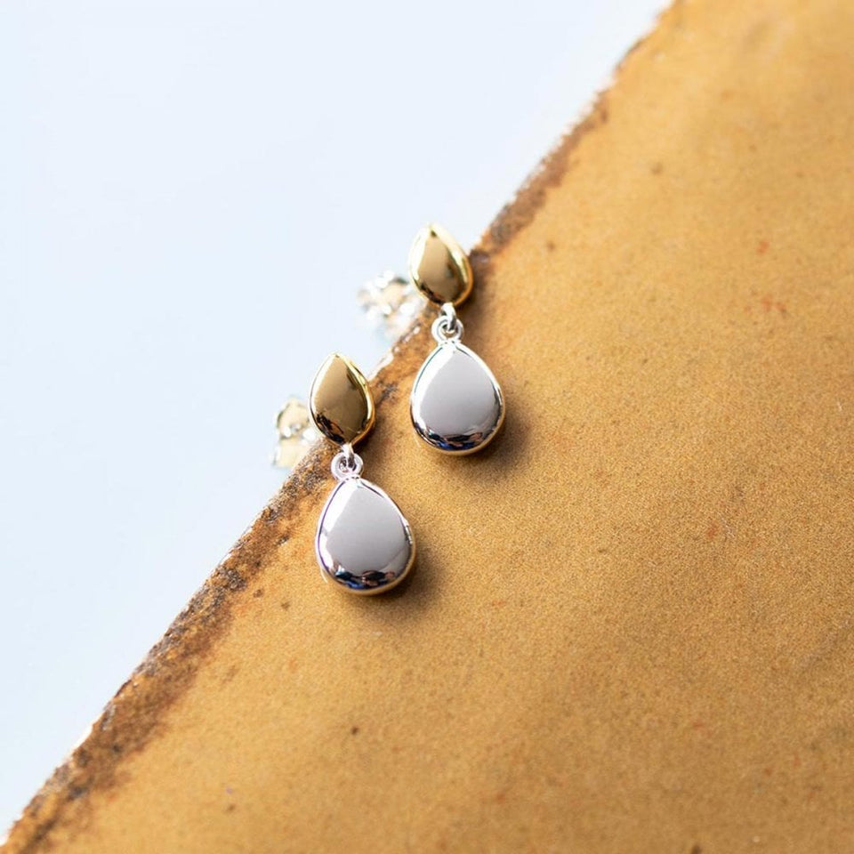 Kit Heath Ladies Pebble Golden Plated Drop Earrings