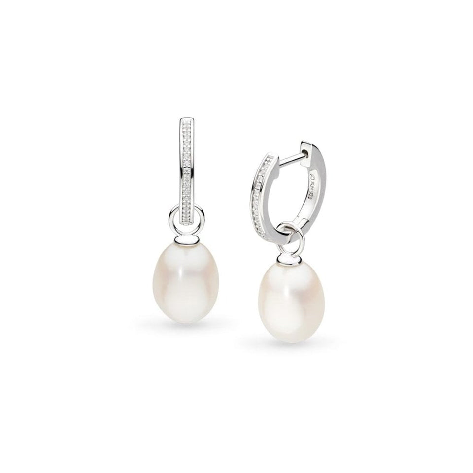 Kit Heath Ladies Revival Classic Pearl Stone Set Drop Hoop Earrings