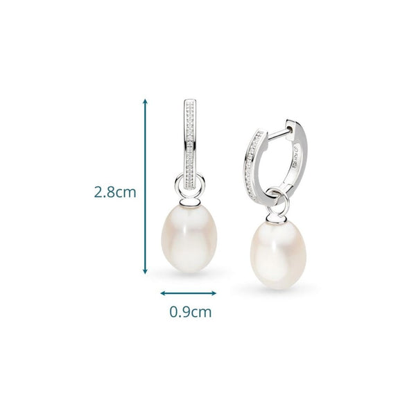 Kit Heath Ladies Revival Classic Pearl Stone Set Drop Hoop Earrings