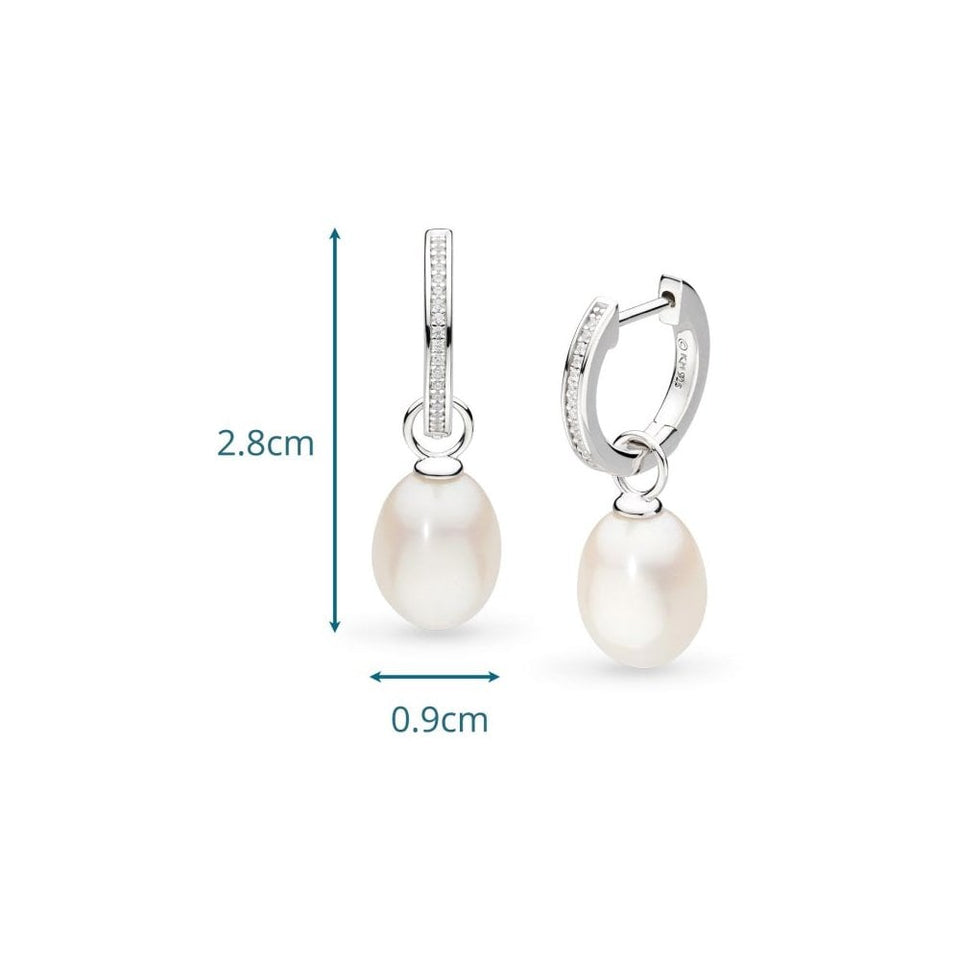 Kit Heath Ladies Revival Classic Pearl Stone Set Drop Hoop Earrings
