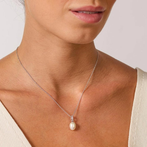 Kit Heath Ladies Revival Classic Stone Set Drop Pearl Necklace