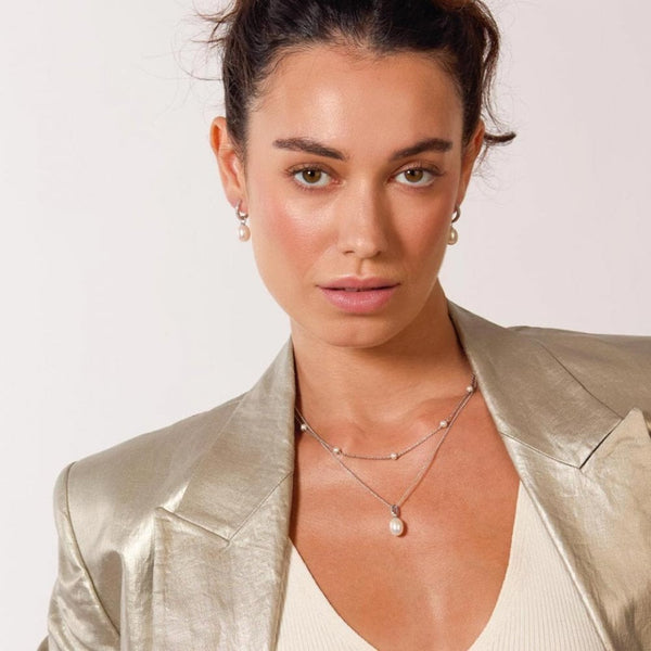 Kit Heath Ladies Revival Classic Stone Set Drop Pearl Necklace