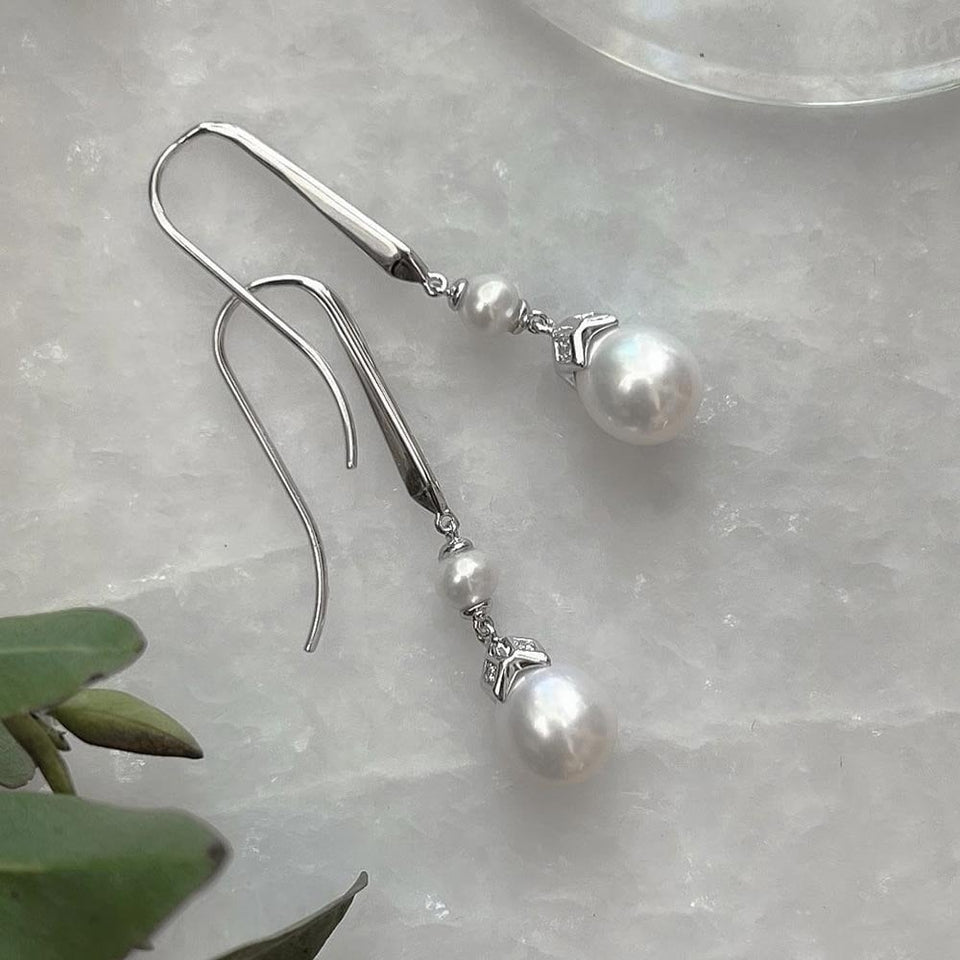 Kit Heath Ladies Revival Pearl Glitz Drop Hook Earrings
