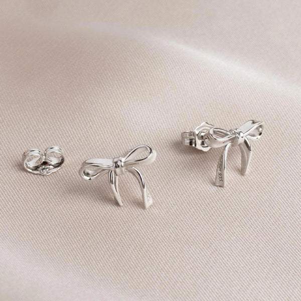 Kit Heath Ladies Serenity Dainty Ribbon Bow Stud Earrings